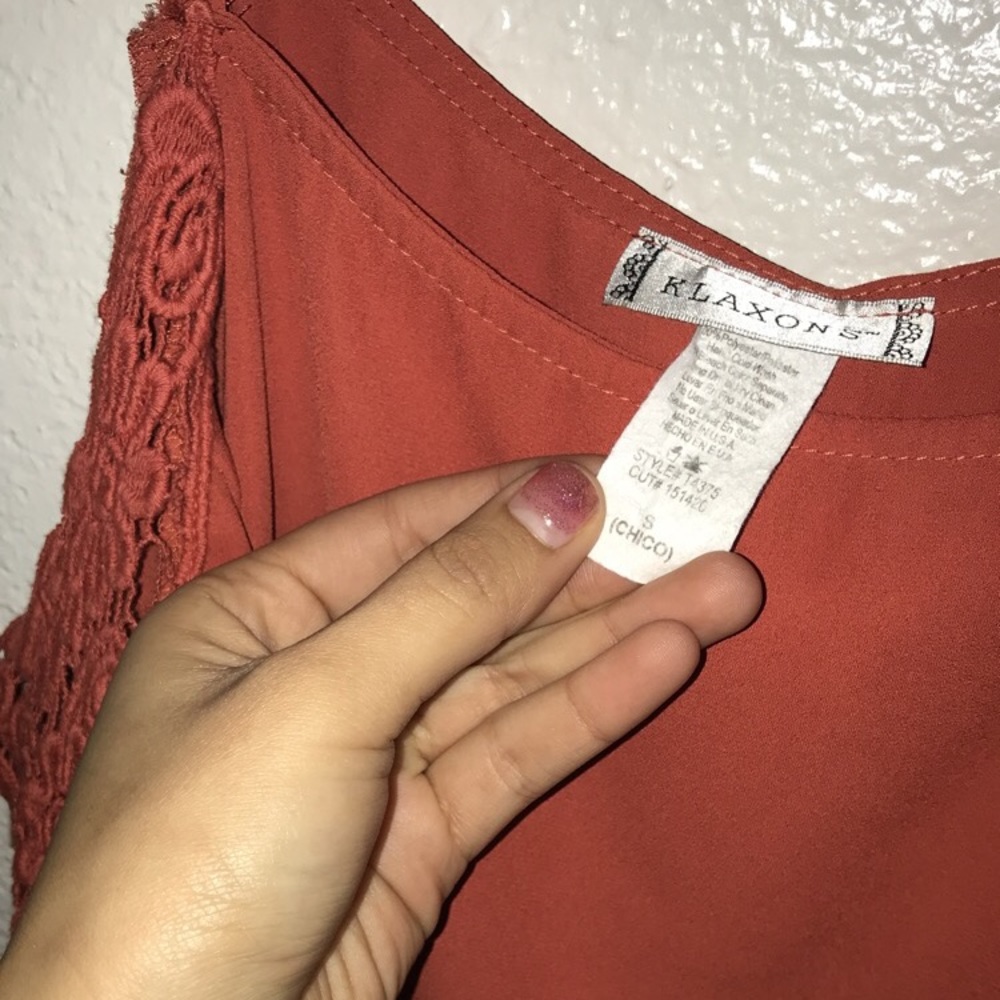 EUC Orange Asymmetrical Embellished 3/4 Sleeve Blouse - Picture 3 of 3